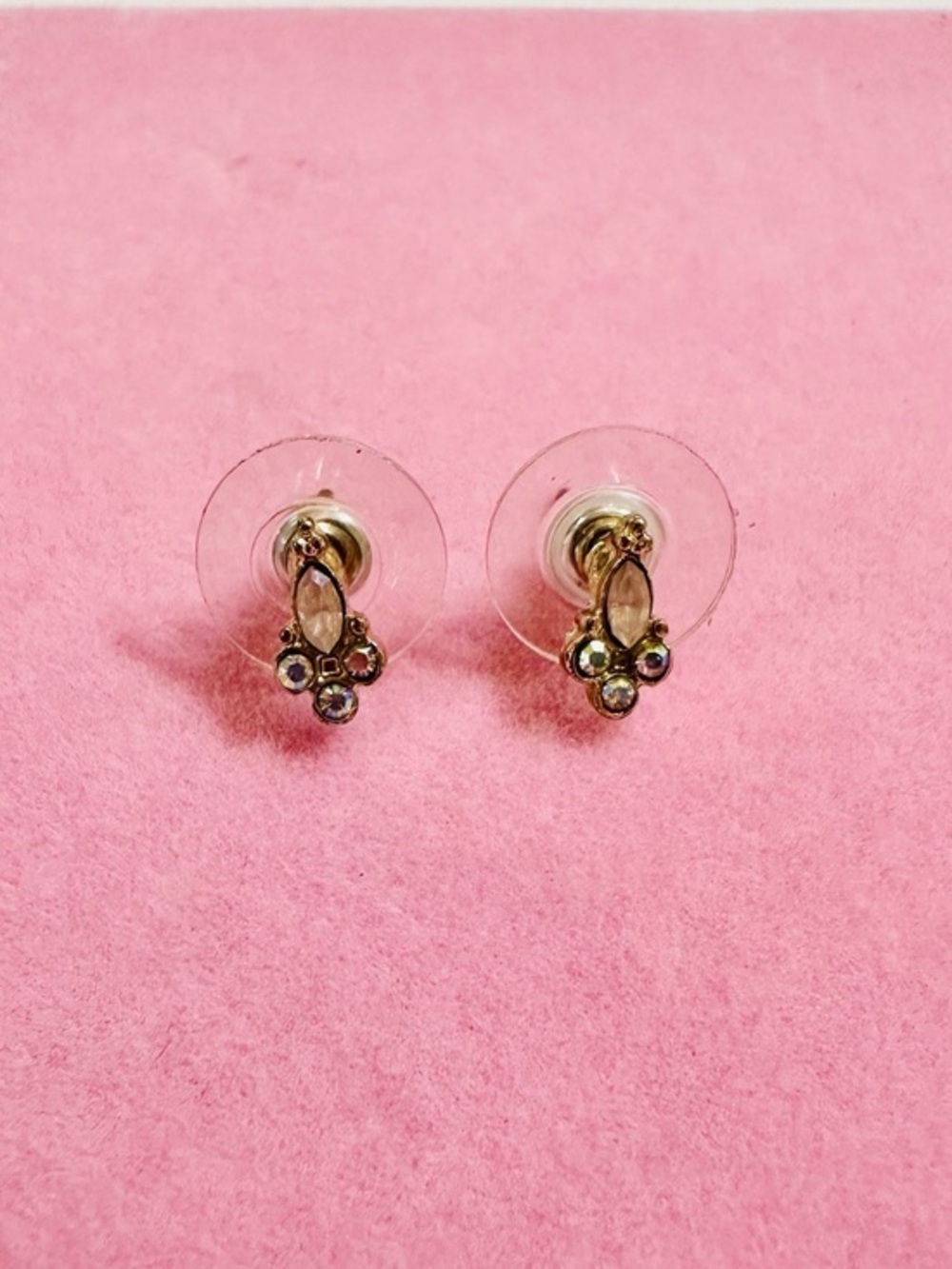 Gold Rhinestone Drop Stud Earrings